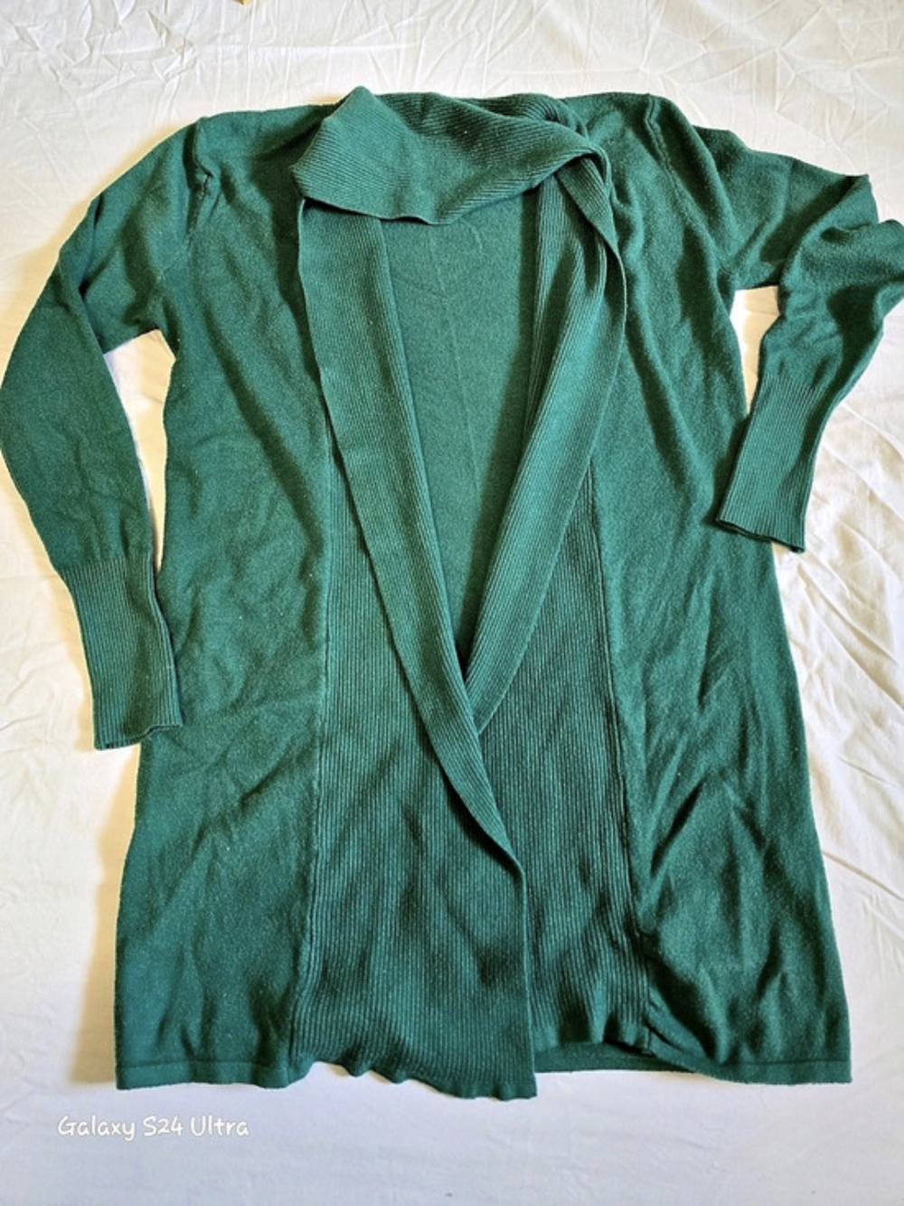 Emily Stacy Green Open Front Cardigan Size Medium P2P=17   L=29